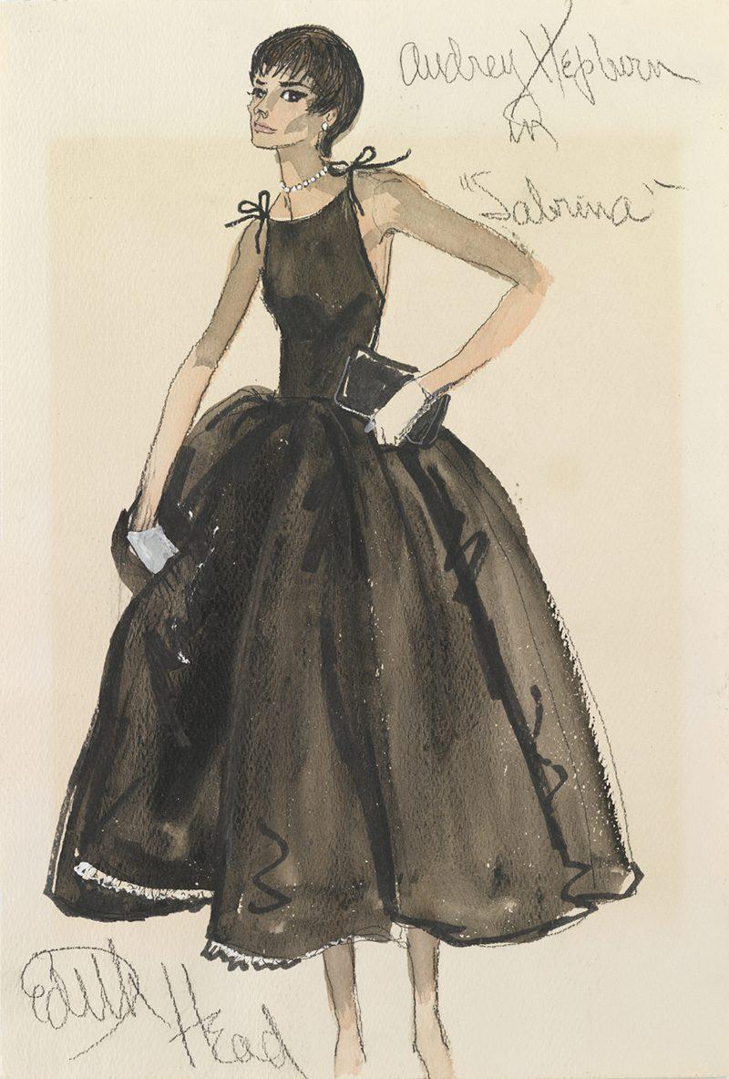 Эскиз платья героини Одри Хепберн в фильме «Сабрина»