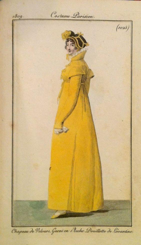 Желтый пелисс из журнала моды начала XIX века