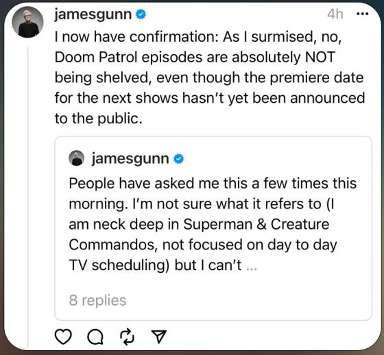 Джеймс Ганн подтвердил, что последние серии «Рокового патруля» увидят свет