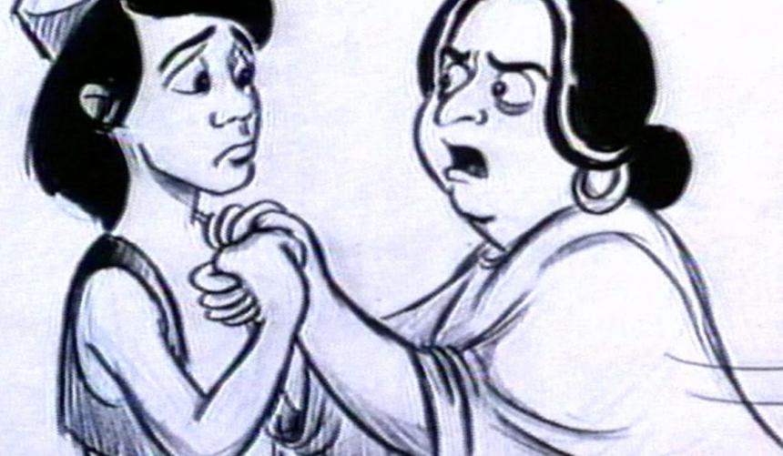 Один из первых концепт-артов с маленьким Аладдином и его мамой